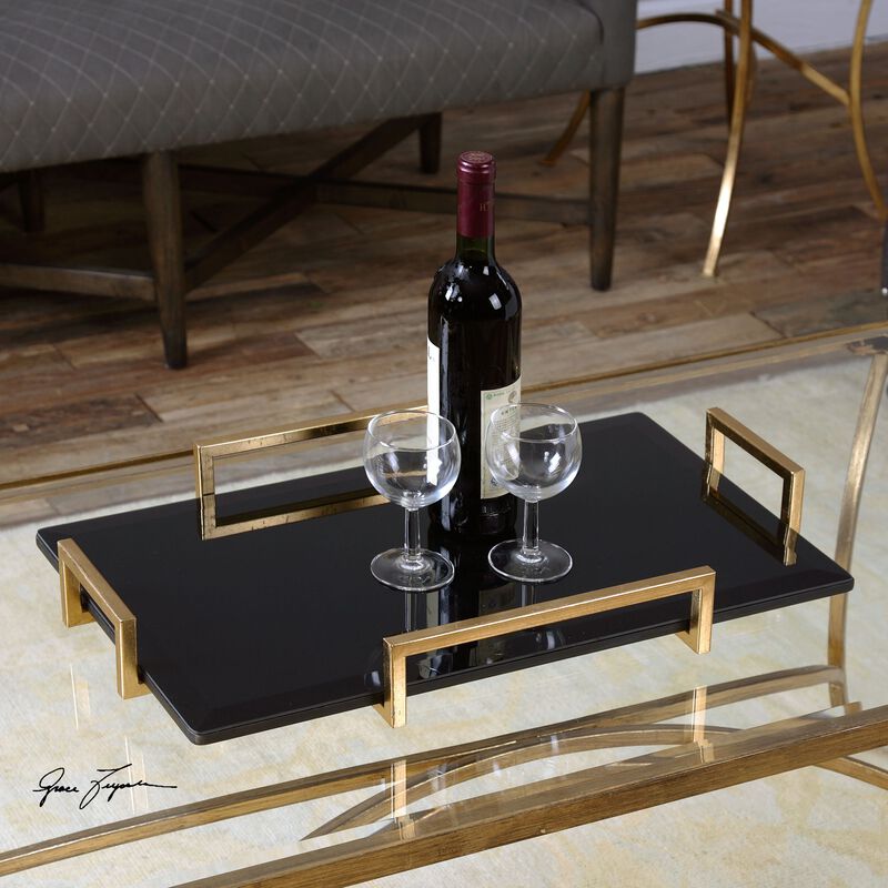 Uttermost Ettore Black Glass Tray image number 1